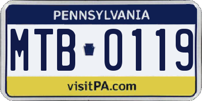PA license plate MTB0119