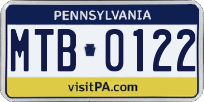 PA license plate MTB0122