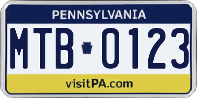 PA license plate MTB0123