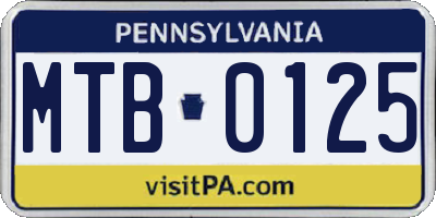 PA license plate MTB0125