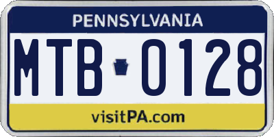 PA license plate MTB0128