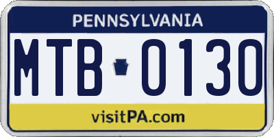 PA license plate MTB0130