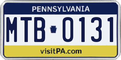 PA license plate MTB0131
