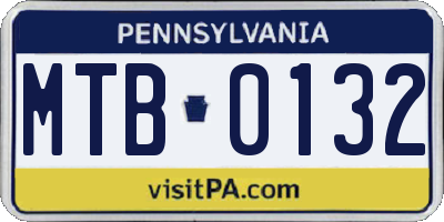 PA license plate MTB0132