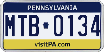 PA license plate MTB0134