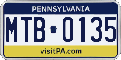 PA license plate MTB0135