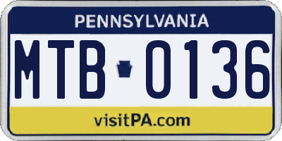 PA license plate MTB0136