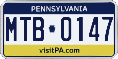 PA license plate MTB0147