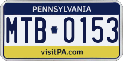 PA license plate MTB0153