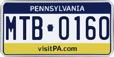PA license plate MTB0160