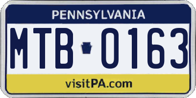 PA license plate MTB0163