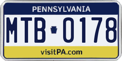 PA license plate MTB0178