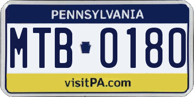 PA license plate MTB0180