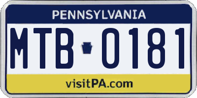 PA license plate MTB0181