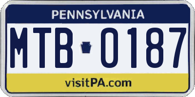 PA license plate MTB0187