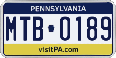 PA license plate MTB0189