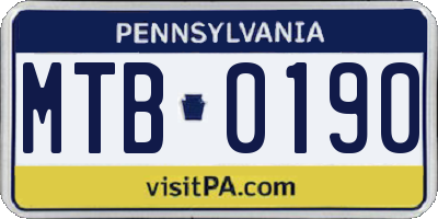 PA license plate MTB0190