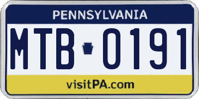PA license plate MTB0191