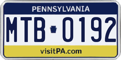 PA license plate MTB0192
