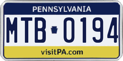 PA license plate MTB0194