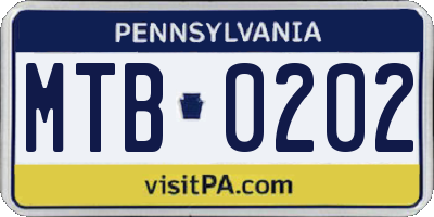 PA license plate MTB0202