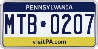 PA license plate MTB0207