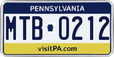 PA license plate MTB0212