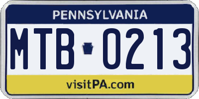 PA license plate MTB0213