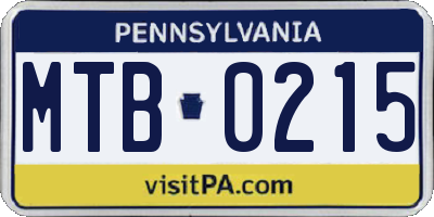 PA license plate MTB0215