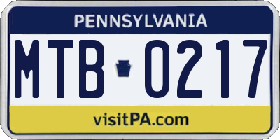 PA license plate MTB0217