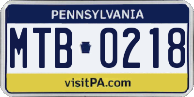 PA license plate MTB0218