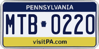 PA license plate MTB0220
