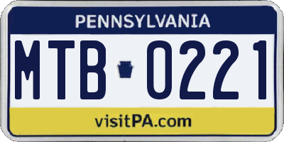 PA license plate MTB0221