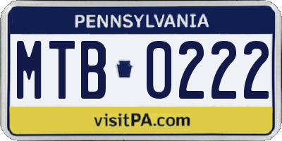 PA license plate MTB0222