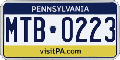 PA license plate MTB0223