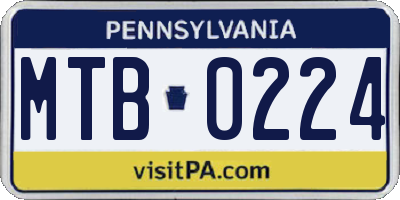 PA license plate MTB0224