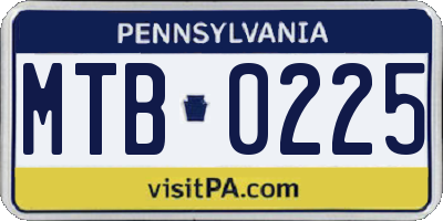 PA license plate MTB0225