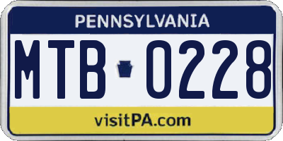 PA license plate MTB0228