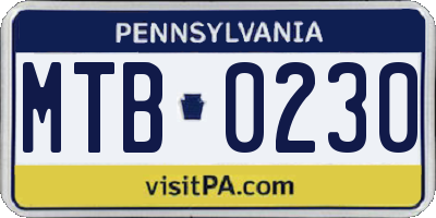 PA license plate MTB0230