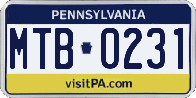 PA license plate MTB0231
