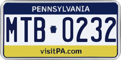 PA license plate MTB0232