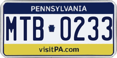 PA license plate MTB0233