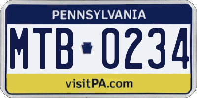 PA license plate MTB0234