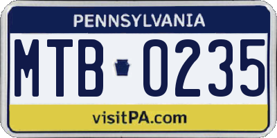 PA license plate MTB0235