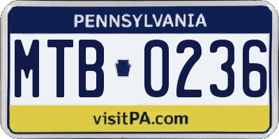 PA license plate MTB0236