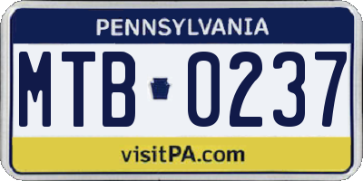 PA license plate MTB0237