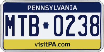 PA license plate MTB0238