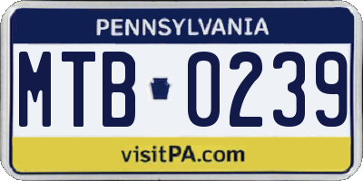 PA license plate MTB0239