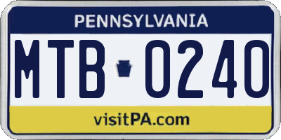PA license plate MTB0240