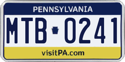 PA license plate MTB0241